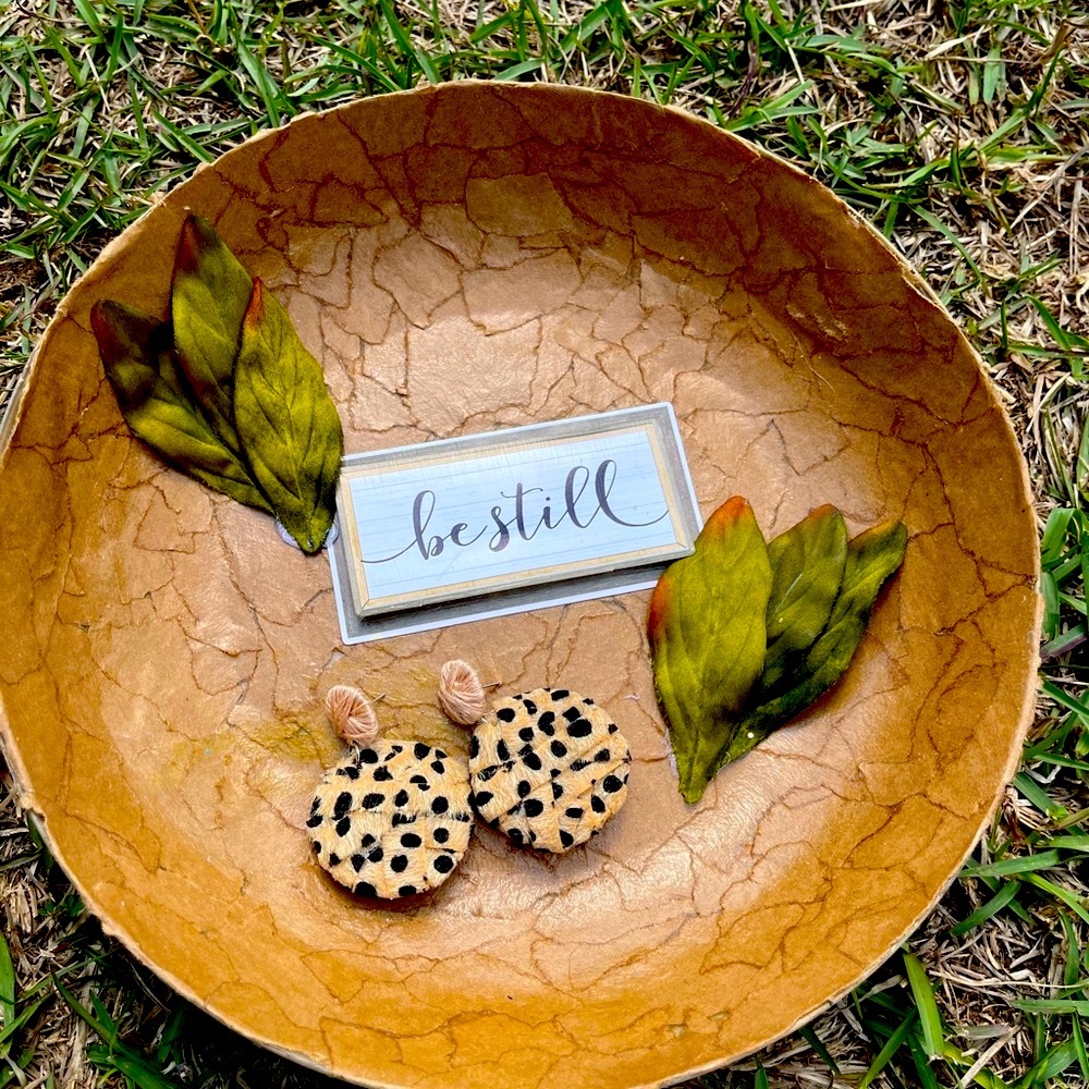 Leopard Fabric Wrapped Handmade Earrings